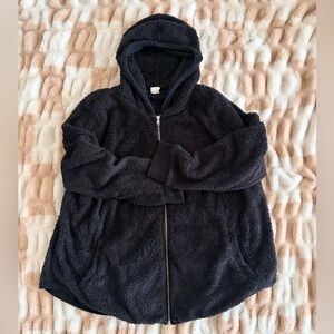 Cozy Black Hooded Teddy Jacket